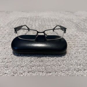 Unisex Designer Elegant Black Metal Frame Glasses with Case